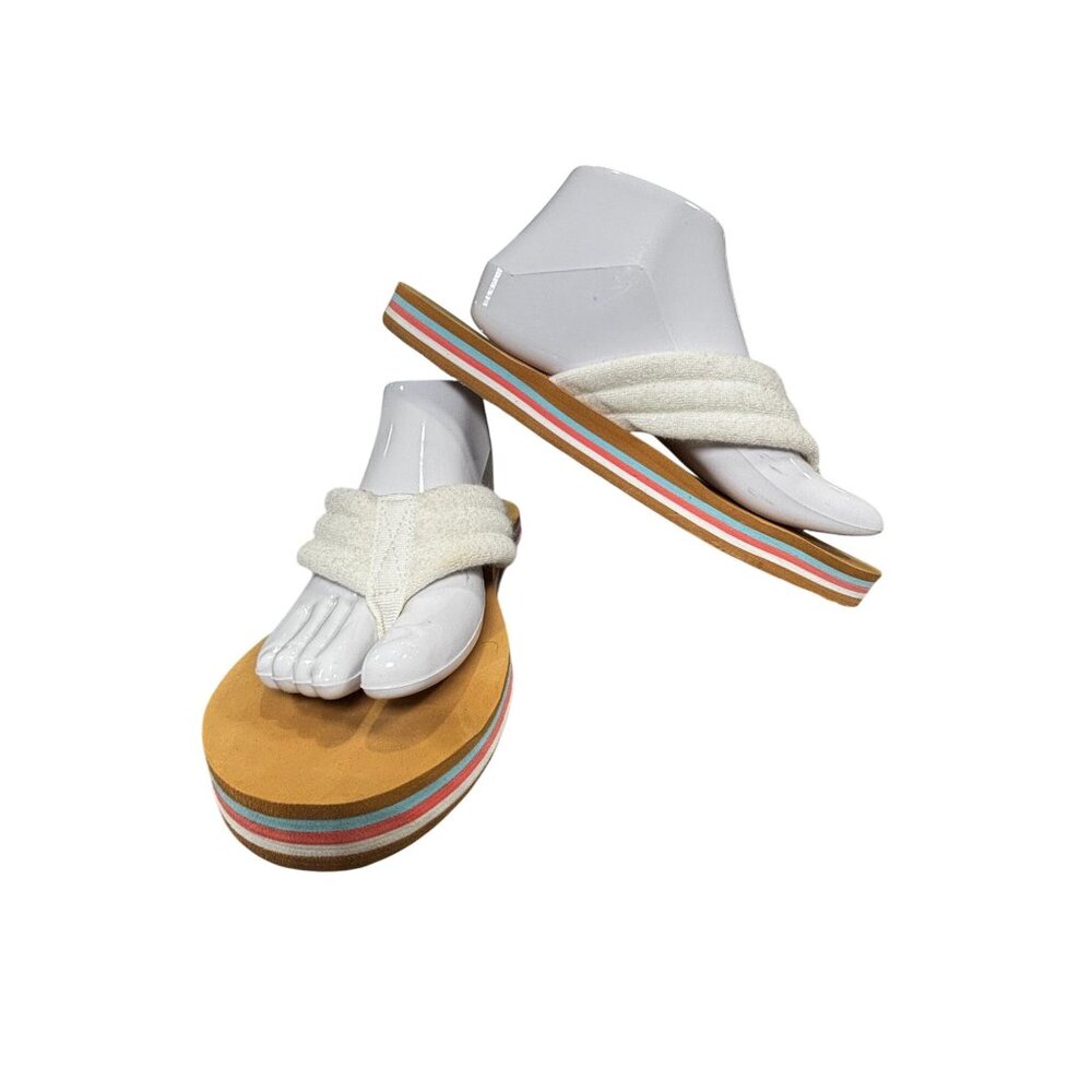 No Boundaries Size 10 White Strap Flip Flop Sandals Multicolor Platform Sole